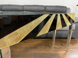Real Gold Leaf & Black Glass Mirrored Sun Burst Console Table - WL311