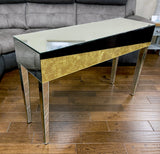 Real Gold Leaf & Black Glass Mirrored Console Table - WL320