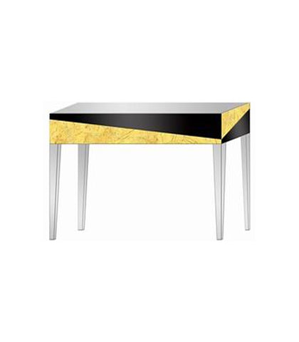 Black & Gold Leaf Mirrored Console Table (Diagonal) - WL320