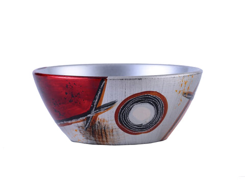 Colourama Silver & Red Floral Bowl - WLCFBS