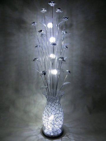 Silver LED Floor Lamp with White Flowers - WLF2285-6