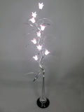 Silver LED Floor Lamp with Pink Glass Shades - WLF3434-9