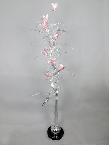 Silver LED Floor Lamp with Pink Glass Shades - WLF3434-9