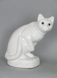 White Ceramic Blue Eyes Cat Ornament - WLC001