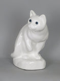 White Ceramic Blue Eyes Cat Ornament - WLC001