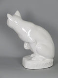 White Ceramic Blue Eyes Cat Ornament - WLC001