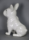 White Ceramic Blue Eyes Sitting French Bulldog Ornament - WLC004