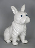 White Ceramic Blue Eyes Sitting French Bulldog Ornament - WLC004