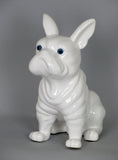 White Ceramic Blue Eyes Sitting French Bulldog Ornament - WLC004