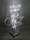 Silver Cayan Tower LED Table Lamp with Crystals - WLTCayanTowerCrystal