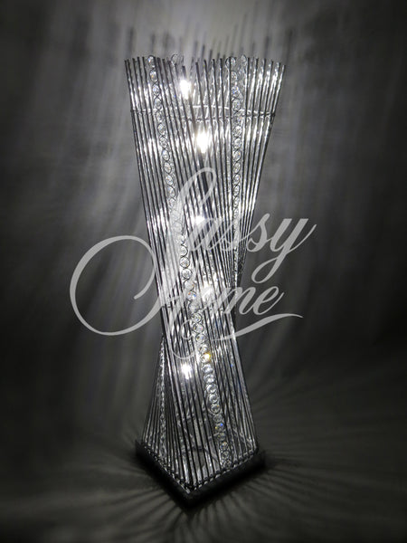 Silver Cayan Tower LED Table Lamp with Crystals - WLTCayanTowerCrystal