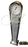 Round Mirrored Diamante Long Case Clock - CD135