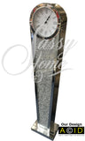 Round Mirrored Diamante Long Case Clock - CD135