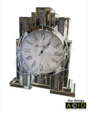Large Art Deco Mirrored Crushed Diamante Mantle Clock - CD136