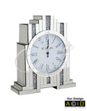 Large Art Deco Mirrored Crushed Diamante Mantle Clock - CD136