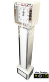 Square Mirrored & White Glass Long Case Grandmother Clock - CD147