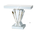Mirrored & White Glass V Shape Console Table - CD158