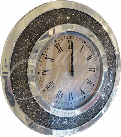 Glitz Mirrored Diamante Round Wall Clock - CD089