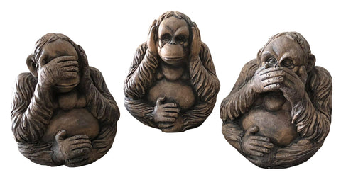 Orangutan Hear Speak Hear See No Evil Ornament - FC050