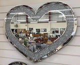 Crushed Diamante Wide Heart Shaped Mirror - CD144