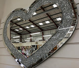 Crushed Diamante Wide Heart Shaped Mirror - CD144