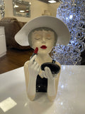 1930s Style French Lady in Black Applying Lipstick Ornament - FB005