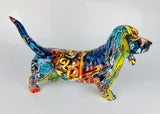 Multicolour Graffiti Basset Hound Ornament - JG045