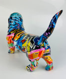 Multicolour Graffiti Basset Hound Ornament - JG045