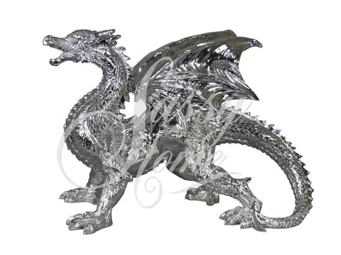 Large Silver Electroplated Dragon Ornament - JG008