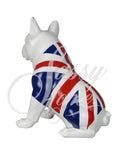 White Sitting Union Jack Bulldog Ornament - JG014