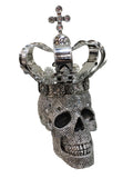Silver Large Crown Fallen King Skull Ornament - NY054