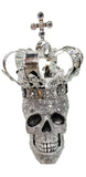 Silver Large Crown Fallen King Skull Ornament - NY054