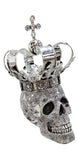 Silver Large Crown Fallen King Skull Ornament - NY054