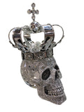 Silver Large Crown Fallen King Skull Ornament - NY054