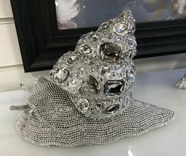 Silver Studded Crystal Snail Ornament - NY063