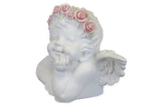 White Male Cherub Ornament with Flower Crown - SC001