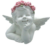 White Male Cherub Ornament with Flower Crown - SC001