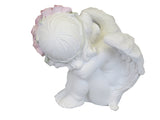 White Sleeping Cherub Ornament with Flower Crown - SC003