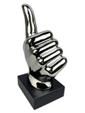 Silver Ceramic Thumbs Up Hand Sign Ornament - CMC049