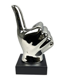 Silver Ceramic Thumbs Up Hand Sign Ornament - CMC049
