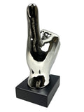 Silver Ceramic Thumbs Up Hand Sign Ornament - CMC049