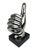 Silver Ceramic Thumbs Up Hand Sign Ornament - CMC049