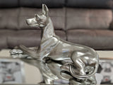 Large Laying Pewter Style Doberman Dog Ornament - XB007