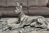 Large Laying Pewter Style Doberman Dog Ornament - XB007