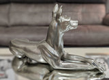 Large Laying Pewter Style Doberman Dog Ornament - XB007